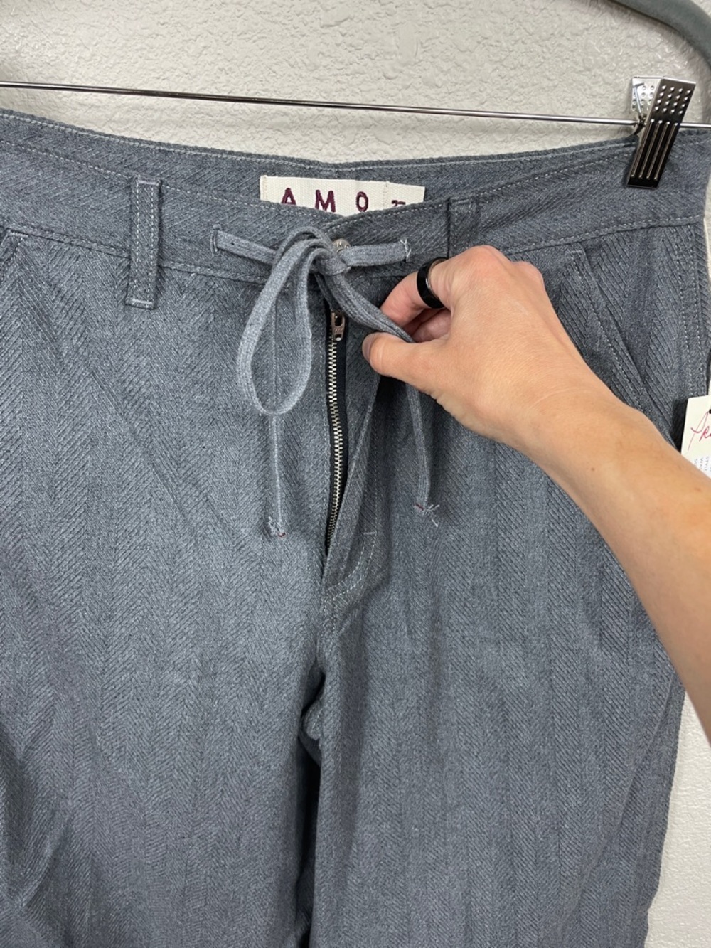 NWT Amo Nora Pant Heather Gray Drawstring Waist Sz 27 - Picture 8 of 15